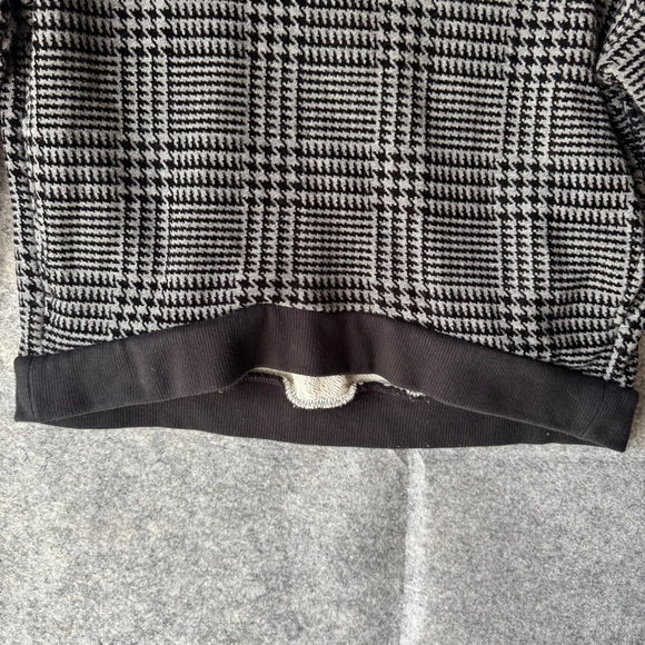 John Elliott Hoodie Black White Plaid Houndstooth Cropped Sweatshirt - Picture 4 of 12